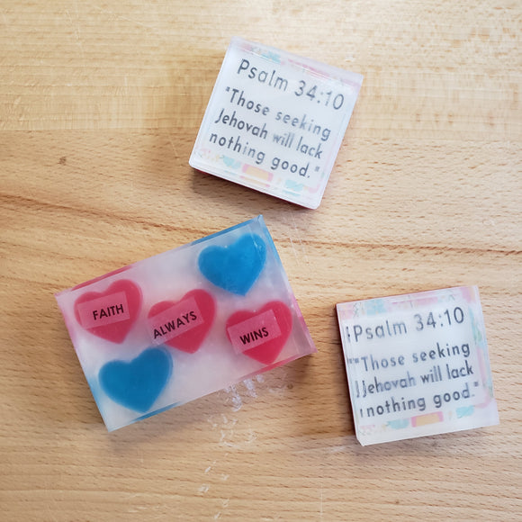 Gift soap with scripture printed inside. Melt and pour gift soap DIY.